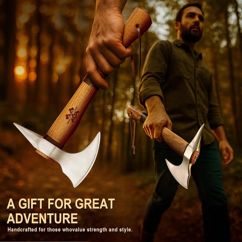 GRUMPY BEAR فأس بقاء 15" للتخييم - شفرة فولاذية عالية الكربون مصنوعة من خشب الجوز - مقبض مضاد للانزلاق - مثالي للبوشكرافت، تقسيم الخشب والمغامرات الخارجية - Image 5